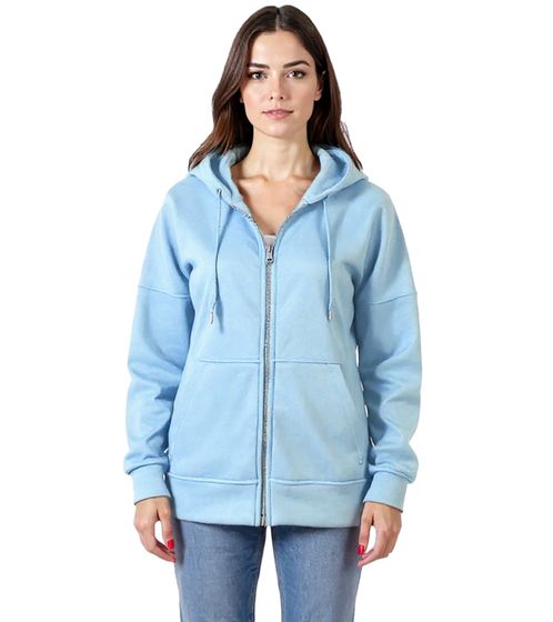 ZEGY Damen Sweat-Jacke mit Kapuze Baumwoll-Sweater Zip Hoodie 1083 Hell-Blau