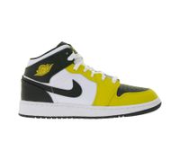 Baskets Nike Air Jordan 1 Mid pour Enfant, Baskets mi-hautes en cuir véritable pour Fille et Garçon, DQ8423-701 Jaune/Blanc/Noir