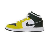 Baskets Nike Air Jordan 1 Mid pour Enfant, Baskets mi-hautes en cuir véritable pour Fille et Garçon, DQ8423-701 Jaune/Blanc/Noir
