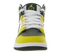 Baskets Nike Air Jordan 1 Mid pour Enfant, Baskets mi-hautes en cuir véritable pour Fille et Garçon, DQ8423-701 Jaune/Blanc/Noir