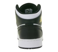 Baskets Nike Air Jordan 1 Mid pour Enfant, Baskets mi-hautes en cuir véritable pour Fille et Garçon, DQ8423-701 Jaune/Blanc/Noir