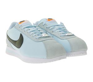 Sneakers basse Nike Cortez da donna in stile retrò con puntale in vera pelle DZ2795-401 Bianco/Azzurro/Nero Sneakers basse Nike Cortez da donna in stile retrò con puntale in vera pelle DZ2795-401 Bianco/Azzurro/Nero