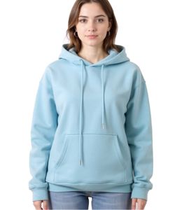 ZEGY Damen Hoodie schlichter Kapuzen-Pullover mit Kängurutasche Sweater 1077 Hell-Blau
