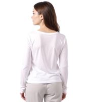 ZEGY Damen Pullover dünner Longsleeve mit V-Ausschnitt Sommer-Shirt 1078 Weiß