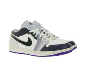 NIKE Air Jordan 1 Low da donna in vera pelle, sneakers da basket HF5759-101, nero/bianco/viola/grigio NIKE Air Jordan 1 Low da donna in vera pelle, sneakers da basket HF5759-101, nero/bianco/viola/grigio