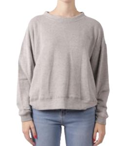 ZEGY Damen Strick-Pullover mit Rundhalsausschnitt Baumwoll-Pullover Freizeit-Sweater 1076 Grau