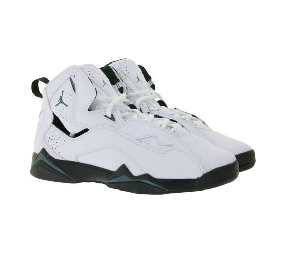 NIKE JORDAN True Flight Kinder Sneaker Mädchen und Jungen Echtleder Turnschuhe Mid-Top Basketball 343795-133 Weiß