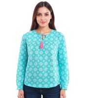 ZWILLINGSHERZ Women's Cotton Blouse Summer Blouse with Allover Paisley Pattern 33125-3 Blue/Green ZWILLINGSHERZ Women's Cotton Blouse Summer Blouse with Allover Paisley Pattern 33125-3 Blue/Green