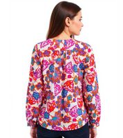 ZWILLINGSHERZ Alex Women's Summer Blouse Tunic Shirt with Floral Pattern 33103-1 White/Blue/Pink/Orange ZWILLINGSHERZ Alex Women's Summer Blouse Tunic Shirt with Floral Pattern 33103-1 White/Blue/Pink/Orange
