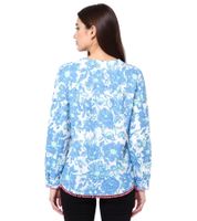 ZWILLINGSHERZ Women's Cotton Summer Blouse "Butterfly" with Floral Pattern 33213-87 Blue/Green ZWILLINGSHERZ Women's Cotton Summer Blouse "Butterfly" with Floral Pattern 33213-87 Blue/Green
