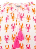 ZWILLINGSHERZ Lobster Women's Summer Blouse Tunic Shirt with Crab Pattern 33220-90 White/Pink/Orange ZWILLINGSHERZ Lobster Women's Summer Blouse Tunic Shirt with Crab Pattern 33220-90 White/Pink/Orange
