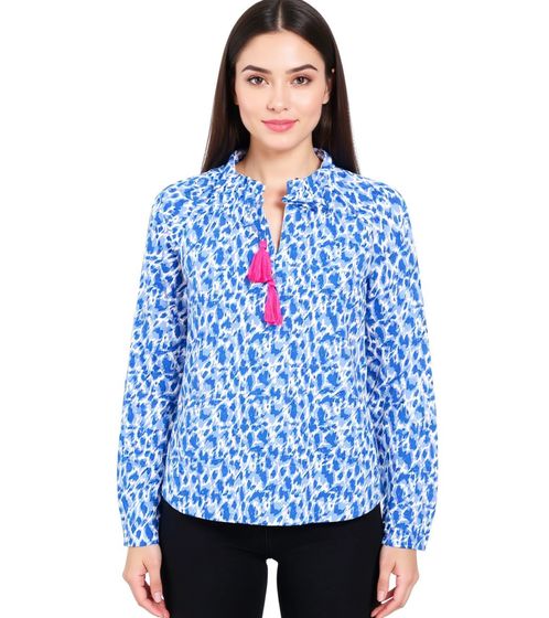 ZWILLINGSHERZ Women's Summer Blouse "Colorful Leopard" with Leopard Pattern 33224-89 Blue/Pink