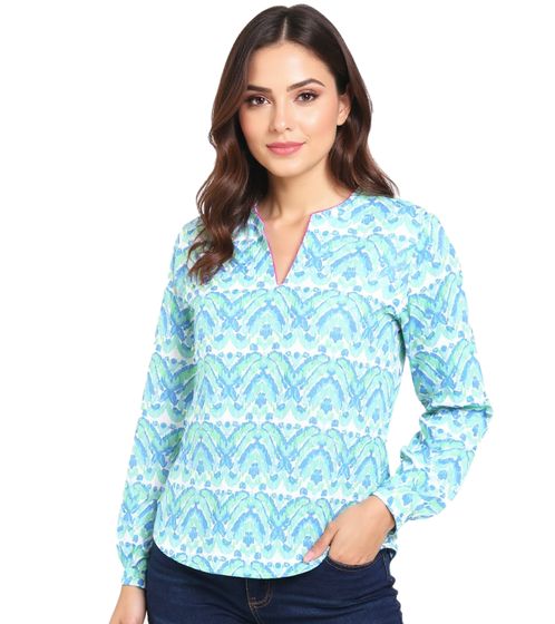 ZWILLINGSHERZ Joyful Women's Summer Blouse Tunic Shirt with Ornaments 33236-72 Blue/Pink/White/Green