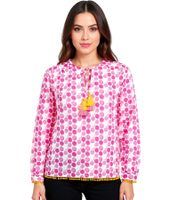 Chemisier d'été en coton pour femme ZWILLINGSHERZ « Candy » à pois 33215-52 Rose/Orange