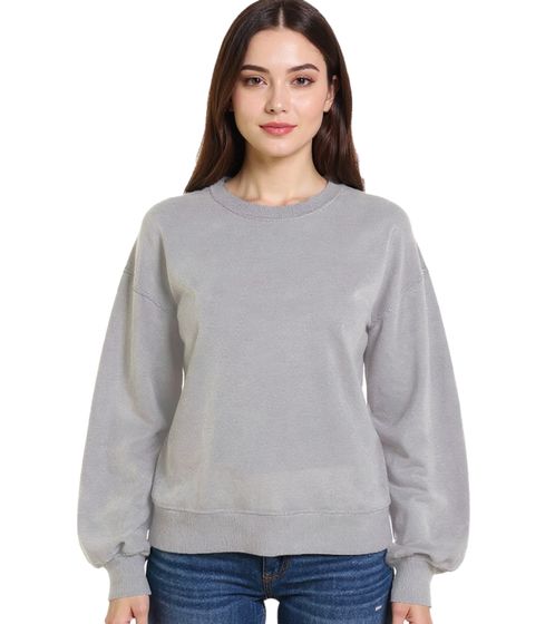 ZEGY women's sweatshirt simple cotton pullover round neck sweater 1065 gray
