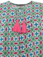 Chemisier tunique d'été femme ZWILLINGSHERZ Stargazing avec étoiles 33184-64 Blanc/Bleu/Rose/Vert