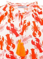 ZWILLINGSHERZ Women's Summer Blouse Tunic Shirt with Crab Pattern 33218-15 White/Orange/Red ZWILLINGSHERZ Women's Summer Blouse Tunic Shirt with Crab Pattern 33218-15 White/Orange/Red