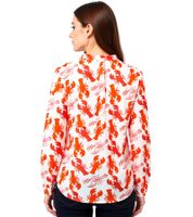 ZWILLINGSHERZ Women's Summer Blouse Tunic Shirt with Crab Pattern 33218-15 White/Orange/Red ZWILLINGSHERZ Women's Summer Blouse Tunic Shirt with Crab Pattern 33218-15 White/Orange/Red