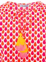 Blusa de verano ZWILLINGSHERZ para mujer, camisa de algodón de manga larga con estampado de gotas 33217-13, rosa/rojo/blanco Blusa de verano ZWILLINGSHERZ para mujer, camisa de algodón de manga larga con estampado de gotas 33217-13, rosa/rojo/blanco