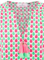 Chemisier d'été en coton ZWILLINGSHERZ « Droplets » pour femme, motif gouttelettes 33217-64, vert/rose