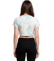 Top corto da donna ZEGY con effetto tie-dye, t-shirt in cotone 1075 Bianco/Blu Top corto da donna ZEGY con effetto tie-dye, t-shirt in cotone 1075 Bianco/Blu