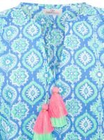 Chemisier d'été en coton « Gouttelettes » pour femme ZWILLINGSHERZ, motif original 33236-76 Vert/Rose/Bleu