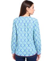 Chemisier d'été en coton « Gouttelettes » pour femme ZWILLINGSHERZ, motif original 33236-76 Vert/Rose/Bleu