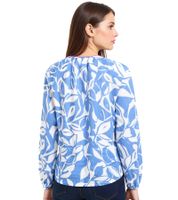 ZWILLINGSHERZ Damen Sommer-Bluse mit Blätter-Muster Baumwoll Langarmshirt 33229-89 Weiß/Blau/Pink ZWILLINGSHERZ Damen Sommer-Bluse mit Blätter-Muster Baumwoll Langarmshirt 33229-89 Weiß/Blau/Pink
