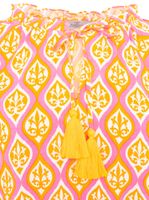 Chemisier d'été en coton pour femme ZWILLINGSHERZ, motif vigne ovale 33246-95, orange/rose