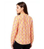 Chemisier d'été en coton pour femme ZWILLINGSHERZ, motif vigne ovale 33246-95, orange/rose