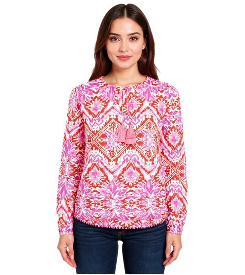 ZWILLINGSHERZ Women's Cotton Summer Blouse with Floral Pattern 33216-15 Red/Pink