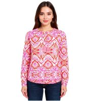 Blusa de verano de algodón para mujer ZWILLINGSHERZ con estampado floral 33216-15 Rojo/Rosa