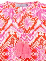 Blusa de verano de algodón para mujer ZWILLINGSHERZ con estampado floral 33216-15 Rojo/Rosa