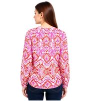 Blusa de verano de algodón para mujer ZWILLINGSHERZ con estampado floral 33216-15 Rojo/Rosa