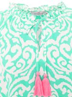 ZWILLINGSHERZ Ornaments - Camicia estiva con nappe da donna, modello tunica, 33223-64, verde/bianco/rosa