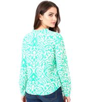ZWILLINGSHERZ Ornaments - Camicia estiva con nappe da donna, modello tunica, 33223-64, verde/bianco/rosa