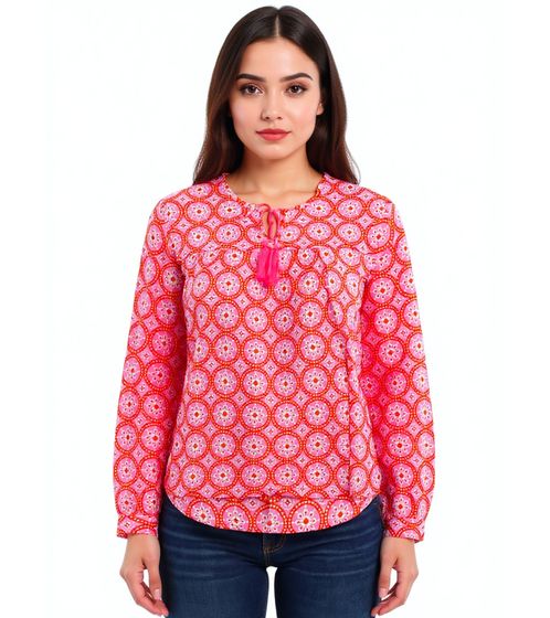 ZWILLINGSHERZ Women's Summer Blouse with Eye-Catching Pattern 33125-4 Orange/Pink