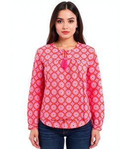 ZWILLINGSHERZ Damen Sommer-Bluse mit aufälligen-Muster 33125-4 Orange/Pink ZWILLINGSHERZ Damen Sommer-Bluse mit aufälligen-Muster 33125-4 Orange/Pink
