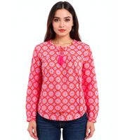 Blusa de verano para mujer ZWILLINGSHERZ con estampado llamativo 33125-4 Naranja/Rosa Blusa de verano para mujer ZWILLINGSHERZ con estampado llamativo 33125-4 Naranja/Rosa