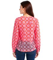 Blusa de verano para mujer ZWILLINGSHERZ con estampado llamativo 33125-4 Naranja/Rosa Blusa de verano para mujer ZWILLINGSHERZ con estampado llamativo 33125-4 Naranja/Rosa