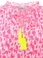 ZWILLINGSHERZ Camicia estiva a tunica con nappe e stampa leopardata colorata da donna 33224-51 Rosa/Giallo/Bianco