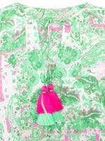 Blusa estiva da donna ZWILLINGSHERZ, camicia a maniche lunghe in cotone con fantasia mista, 33214-70 Verde/Rosa/Bianco