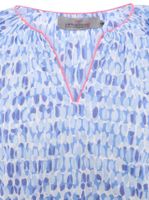 Blusa de verano para mujer ZWILLINGSHERZ con estampado de acuarela, camisa de algodón de manga larga 33230-87, azul/blanco/rosa