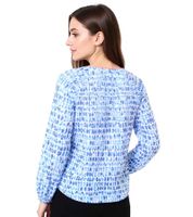 Blusa de verano para mujer ZWILLINGSHERZ con estampado de acuarela, camisa de algodón de manga larga 33230-87, azul/blanco/rosa