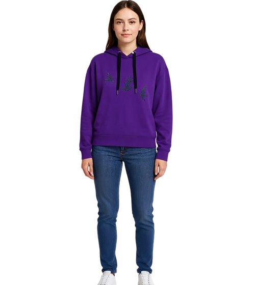 ZEGY Women's Hoodie Hooded Sweater with Bird Decorations Cotton Sweater 1074 Purple