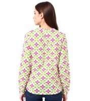 ZWILLINGSHERZ Holiday Mood Women's Summer Blouse Tunic Shirt with Stars 33256-22 Green/Pink/White