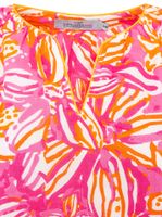 Blusa de verano para mujer ZWILLINGSHERZ con estampado llamativo, camisa de manga larga de algodón 33233-90 blanco/naranja/rosa