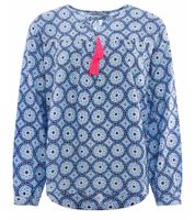 ZWILLINGSHERZ Maike Damen Sommer-Bluse Tunika-Shirt mit Quasten und Ornamenten 33125-1 Blau/Weiß/Pink ZWILLINGSHERZ Maike Damen Sommer-Bluse Tunika-Shirt mit Quasten und Ornamenten 33125-1 Blau/Weiß/Pink