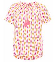 ZWILLINGSHERZ Little Lobster Women's Summer Blouse Tunic Shirt with Short Sleeves 33337-90 Orange/Pink/White