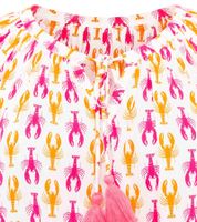 ZWILLINGSHERZ Little Lobster Women's Summer Blouse Tunic Shirt with Short Sleeves 33337-90 Orange/Pink/White